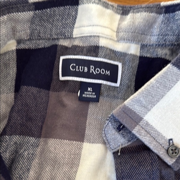NEW Club Room Blue and White Plaid Flannel Button Down Shirt Men XL - Picture 4 of 7
